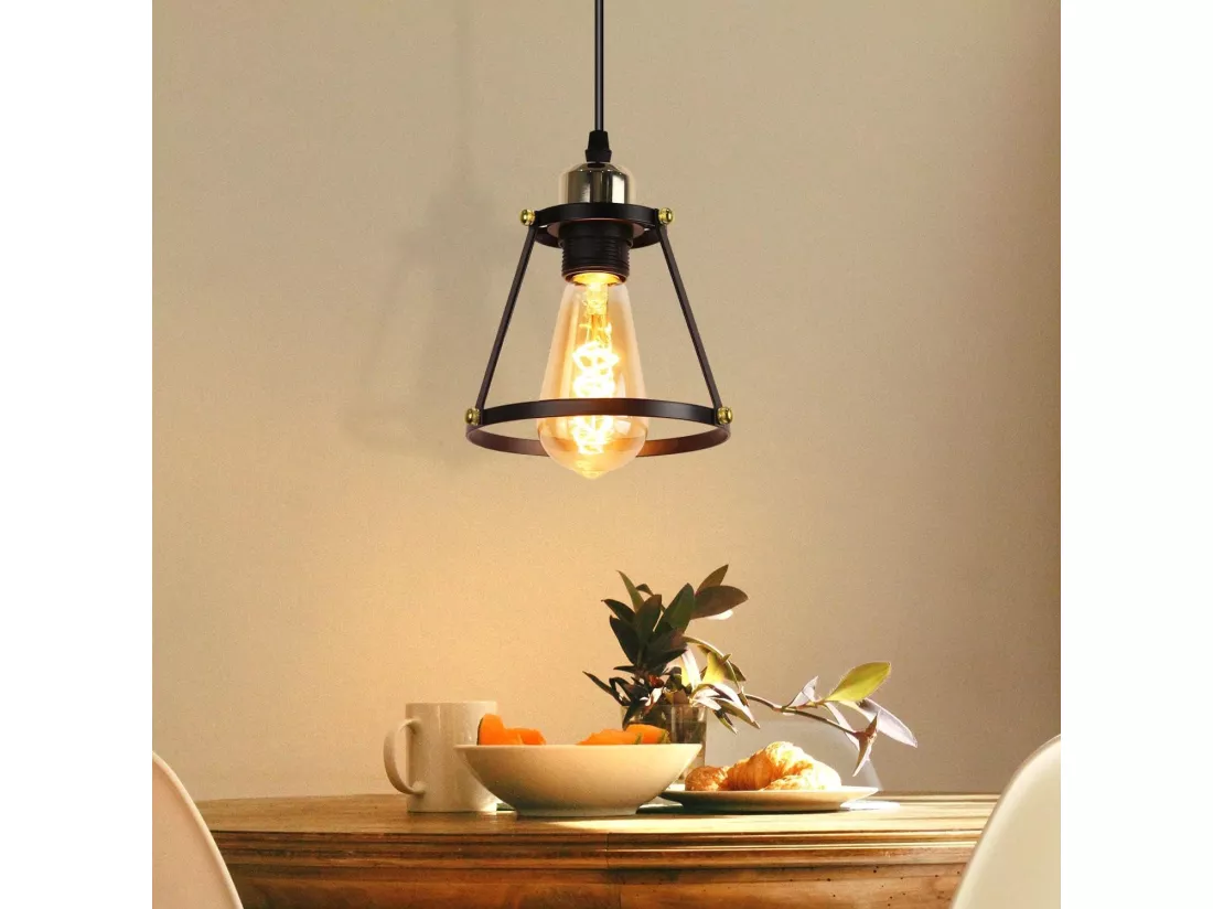 NETTLIFE Suspension E27 noir Diam.15cm vintage métal pour salle à manger cuisine salon restaurant 150cm
