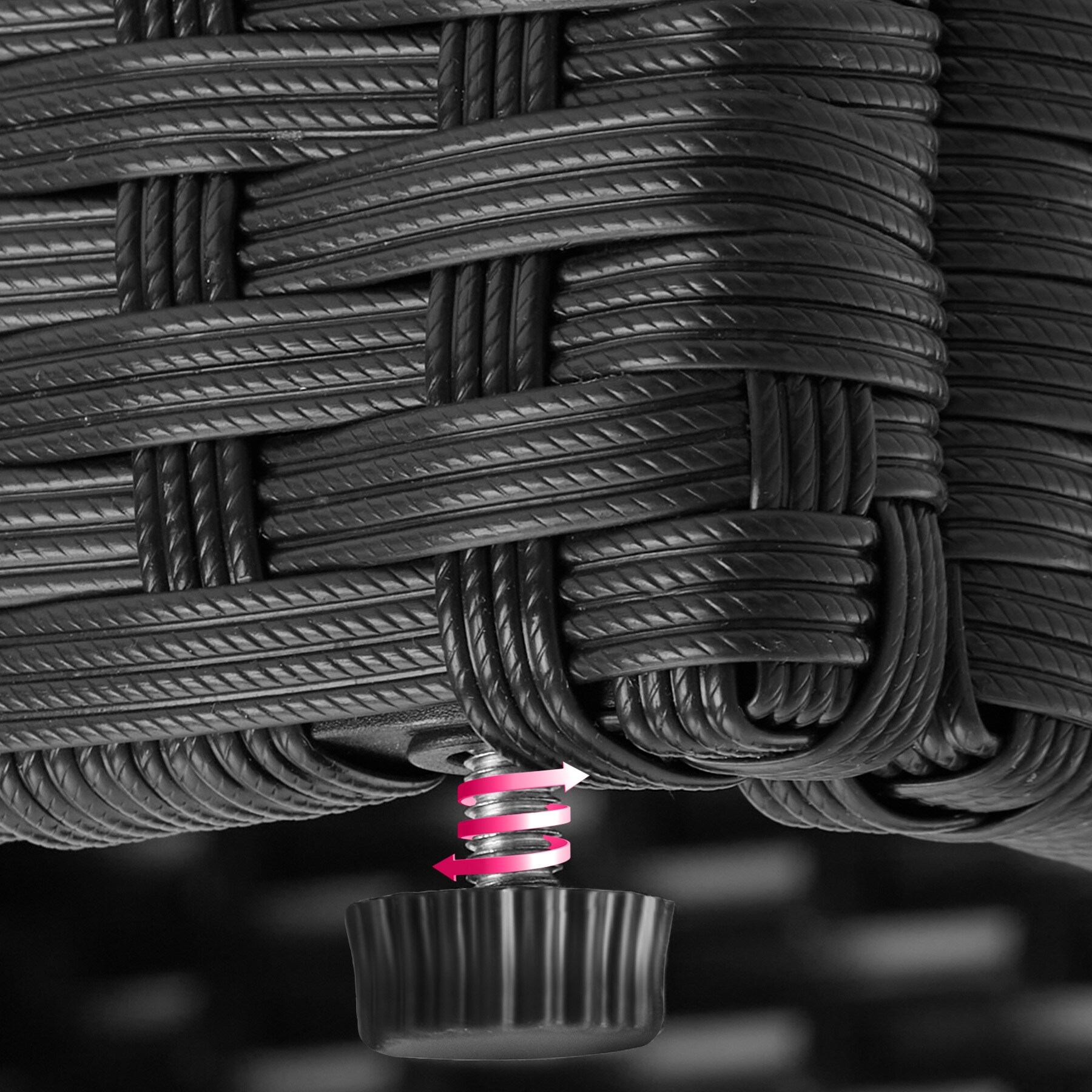 tectake® Rattan Lounge, mit Aluminiumgestell, wetterfest und UV-beständig, mit Sicherheitsglasplatte und Schraubfüßen