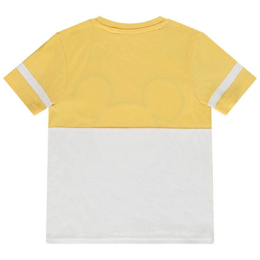 T-shirt manches courtes effet colorblock print Mickey Disney pour garçon - Blanc