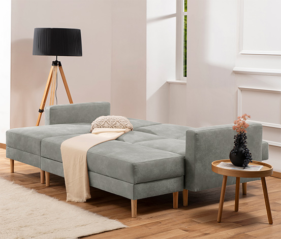 Federkern-Eckschlafsofa »Just Relax« mit Stauraumbank, grau
