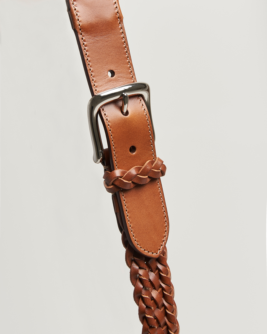 Ralph Lauren Purple Label Braided Belt Dark Brown