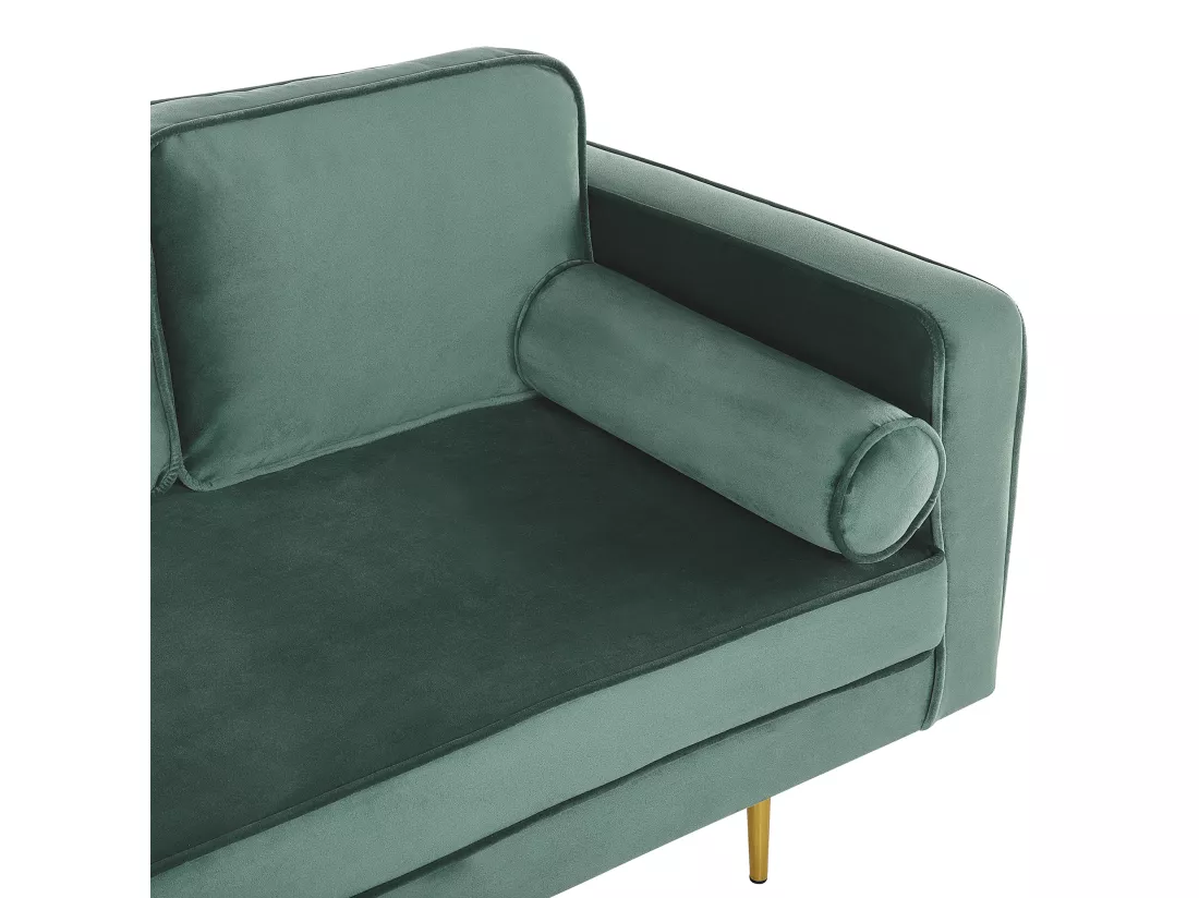 Chaise longue en velours vert menthe côté droit MIRAMAS
