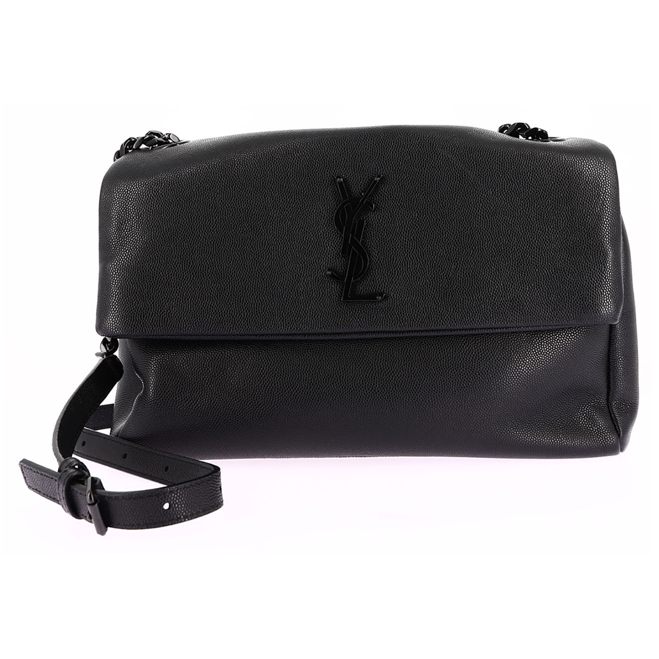 Saint Laurent Sac bandoulière West Hollywood en Cuir grain de poudre noir - Très bon état - L.27 cm