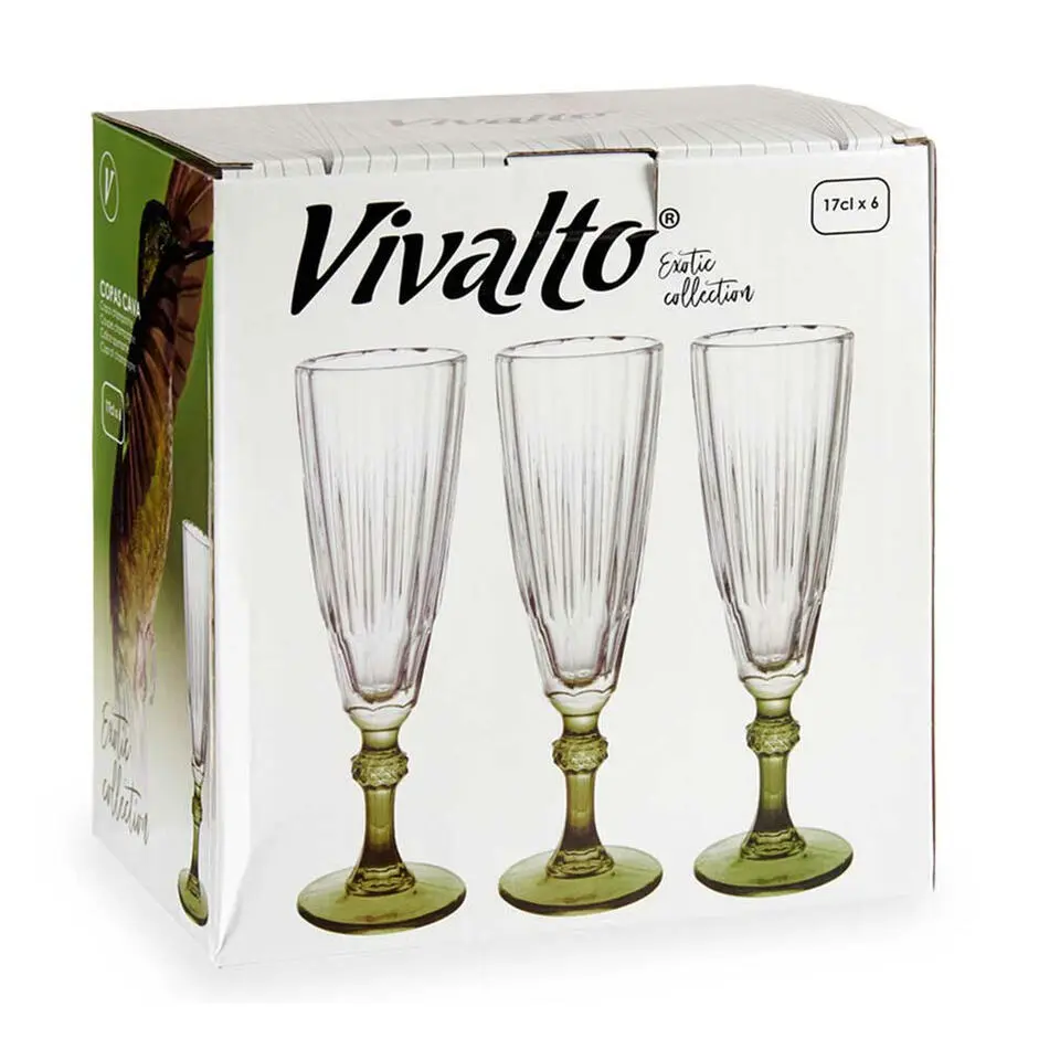 Vivalto - Champagneglazen Exotic Collection 6x - groen voet 170ml