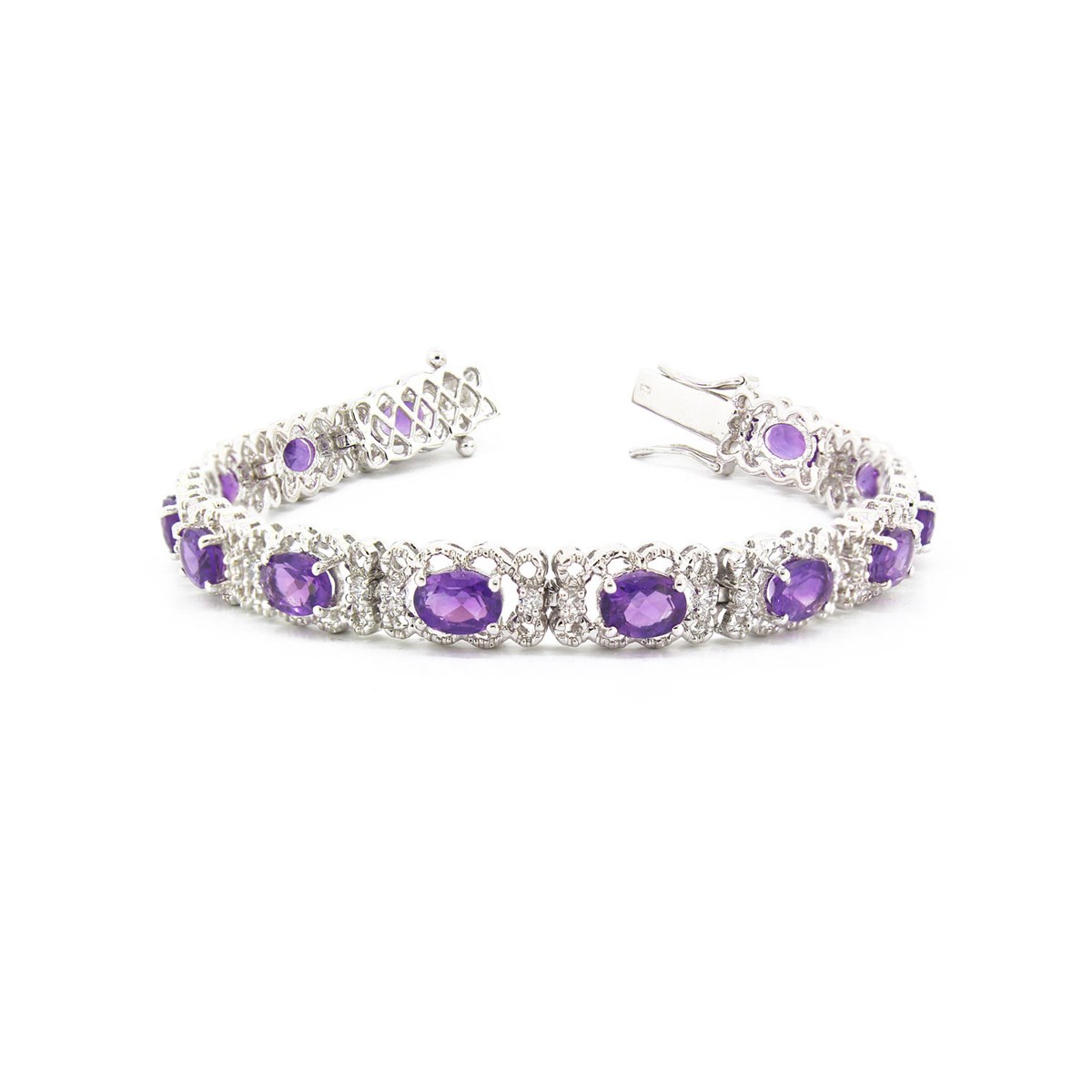 Bracelet Améthyste Ovale en Argent 925 - Charme Subtil par Aden Bijoux
