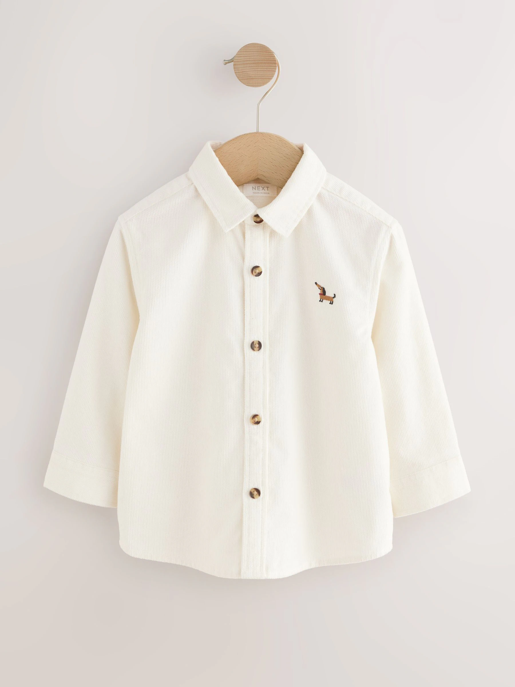 Ecru - Corduroy overhemd met lange mouwen en personage (3mnd-7jr)