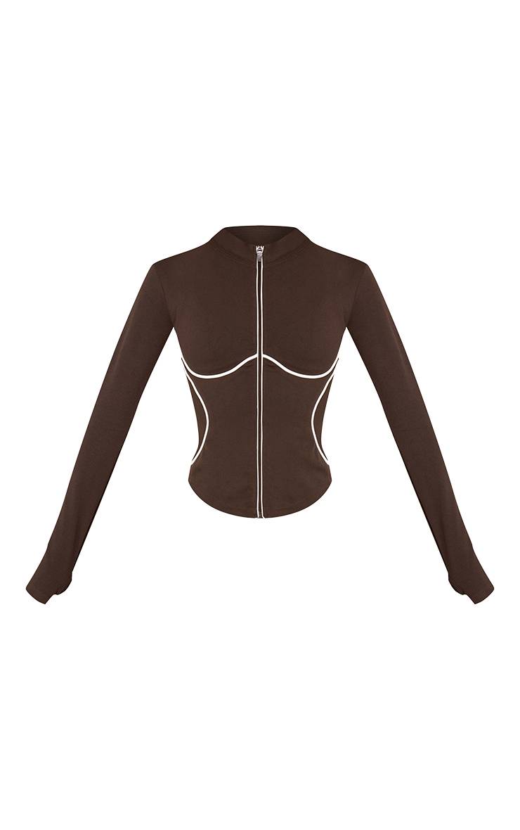 Espresso Veste Sans Couture Gris Chiné À Surpiqûres Contrastées