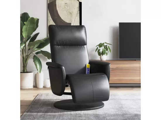 Fauteuil inclinable massant repose-pieds noir similicuir