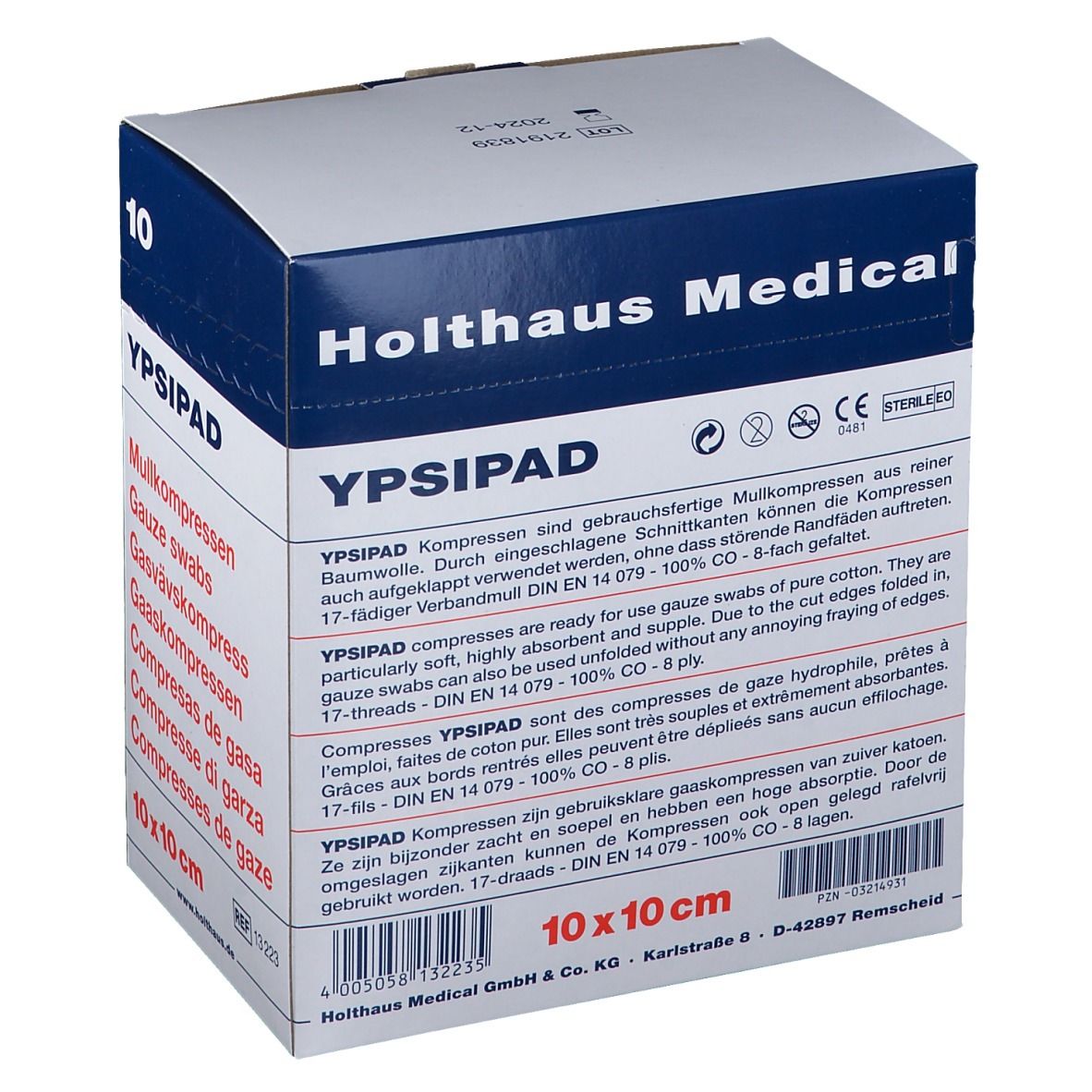 Mullkompressen Ypsipad steril 8fach 10 cm x 10 cm