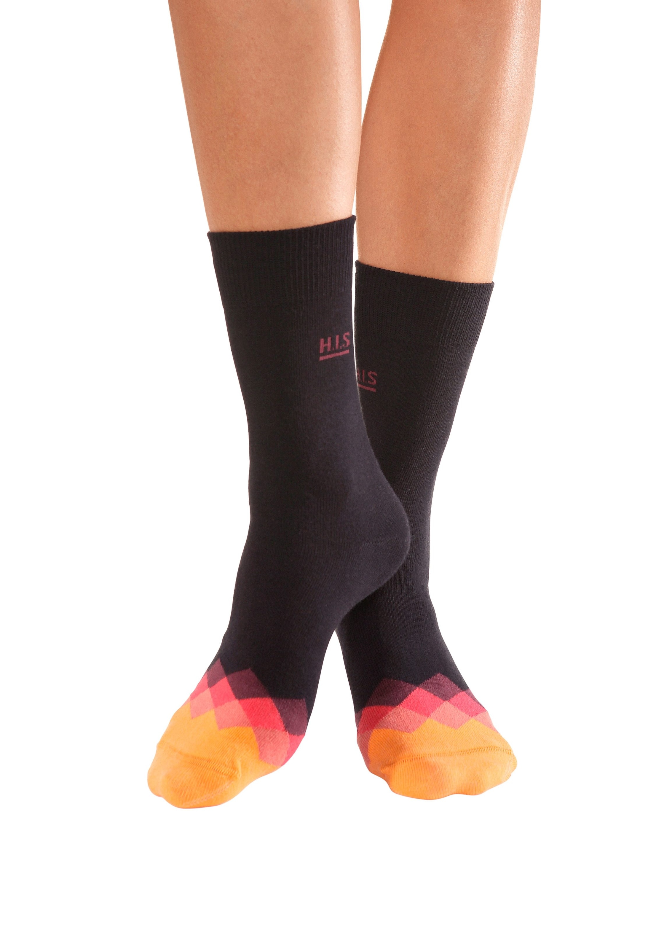 H.I.S Socken Packung, 7 Stk. tlg. mit bunt gemusterter Spitze