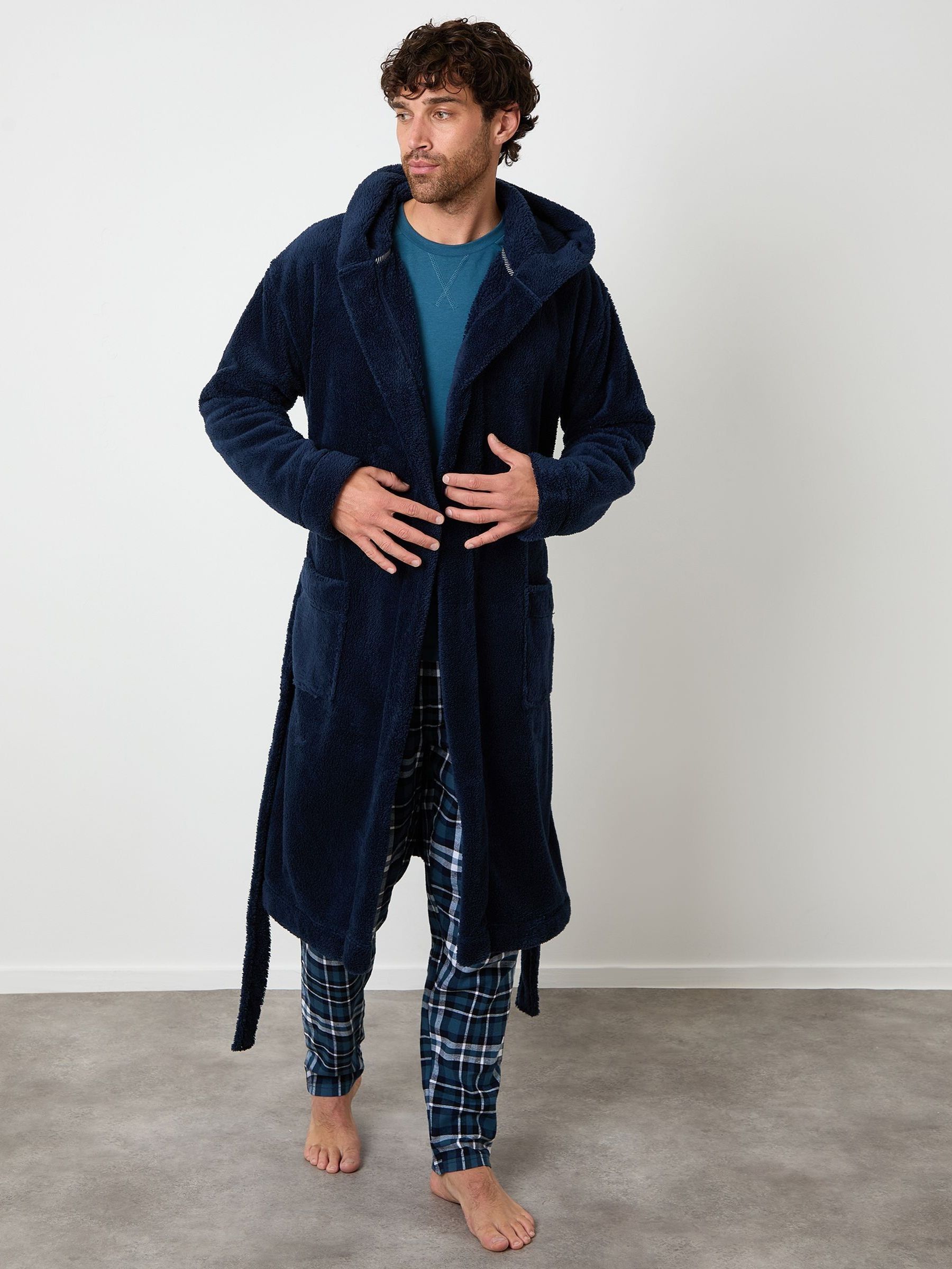 Marineblauw - Threadbare - Behaaglijke kamerjas met capuchon