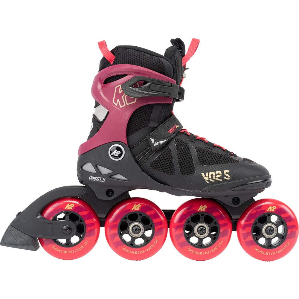 K2 VO2 S 90 Short Cuff Inlineskates Damen burgandy pink