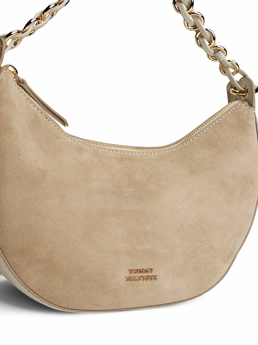 TOMMY HILFIGER<br>Bolsa de ombro em couro, em formato de foice