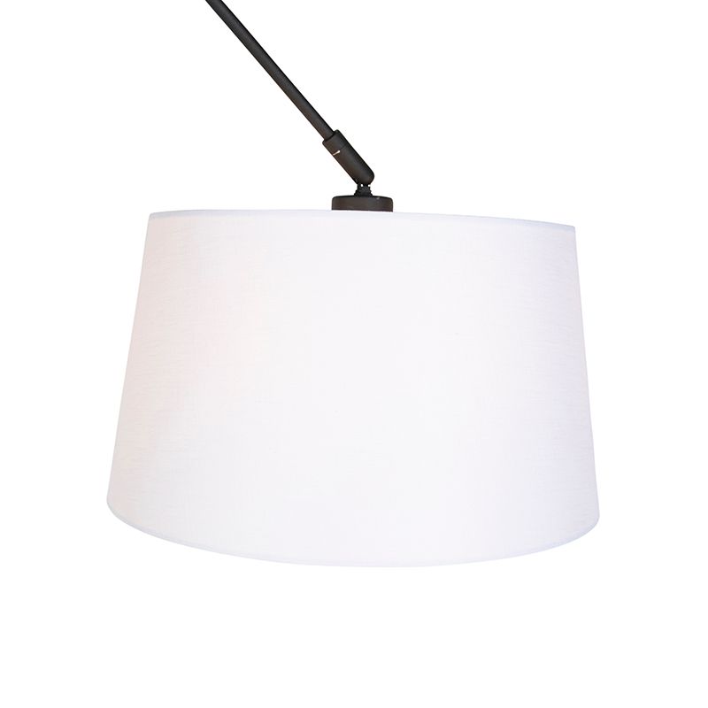 Hanglamp zwart met linnen kap wit 35 cm - Blitz