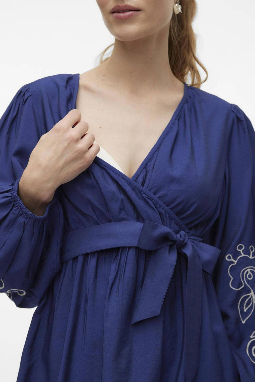 MAMALICIOUS zwangerschapsjurk MLNANAZ met printopdruk en plooien blauw