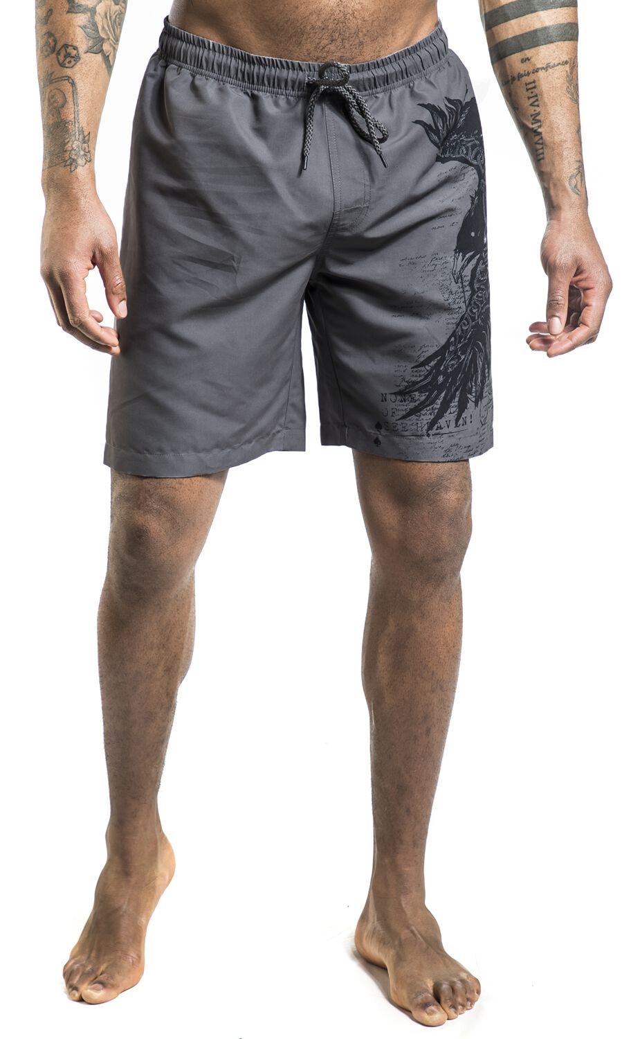 Swim Shorts with Raven Print | Black Premium by EMP Short de bain