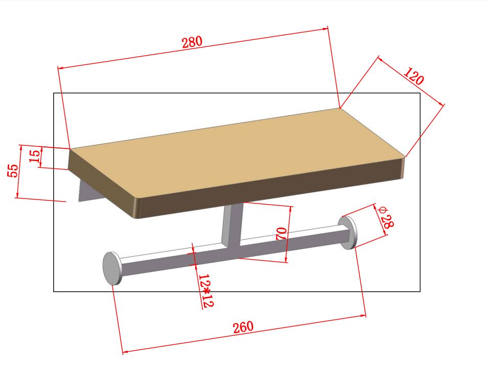 Saniclear Lumber dubbele toilet rolhouder met plank mat zwart walnoothout