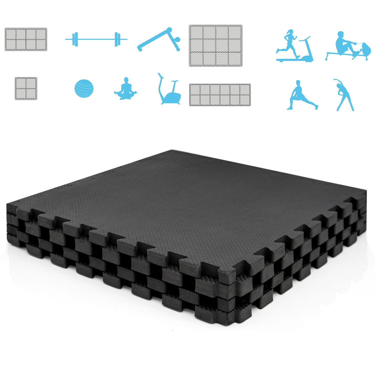 eyepower Bodenschutz-Fitnessmatte 50x50x2 cm 4er Set