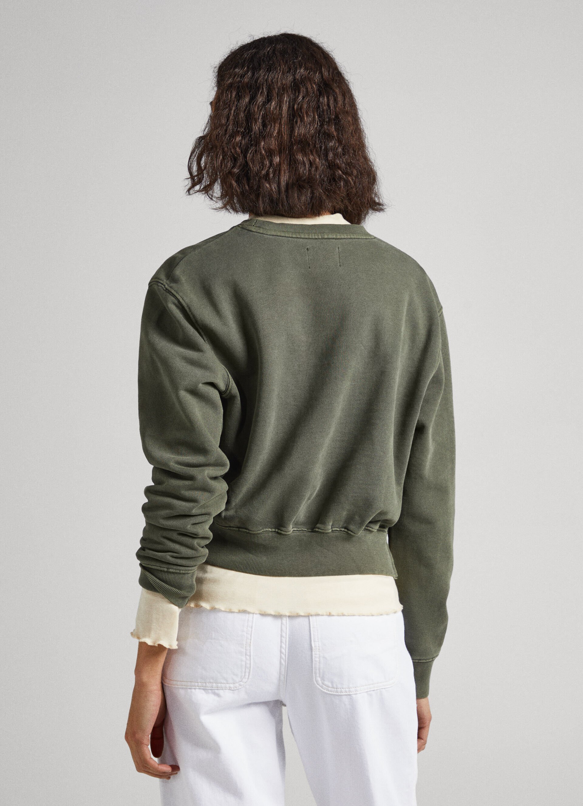Moletom cropped de algodão - verde oliva