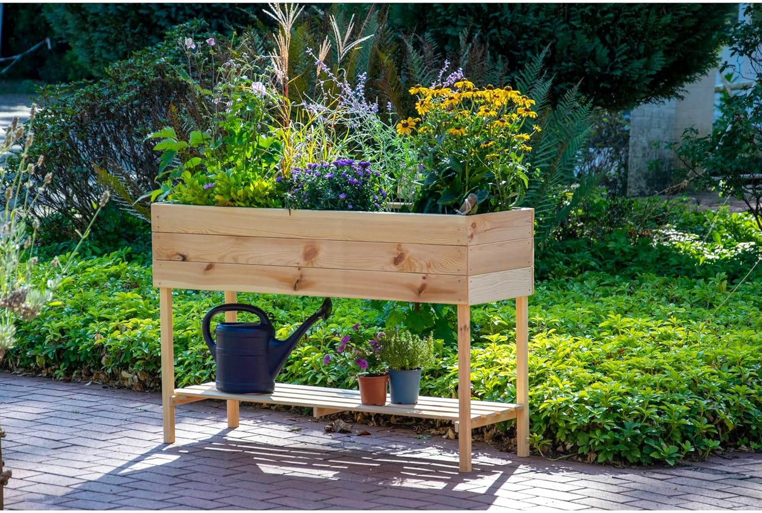 dobar® 58175FSCe breites Hochbeet XL aus Holz |Erhöhtes Gemüsebeet | Kräuterbeet aus Holz | Pflanzkasten für Balkon/Garten/Terrasse | Salatbeet für die Anzucht | 117 x 40 x 78 cm | Natur