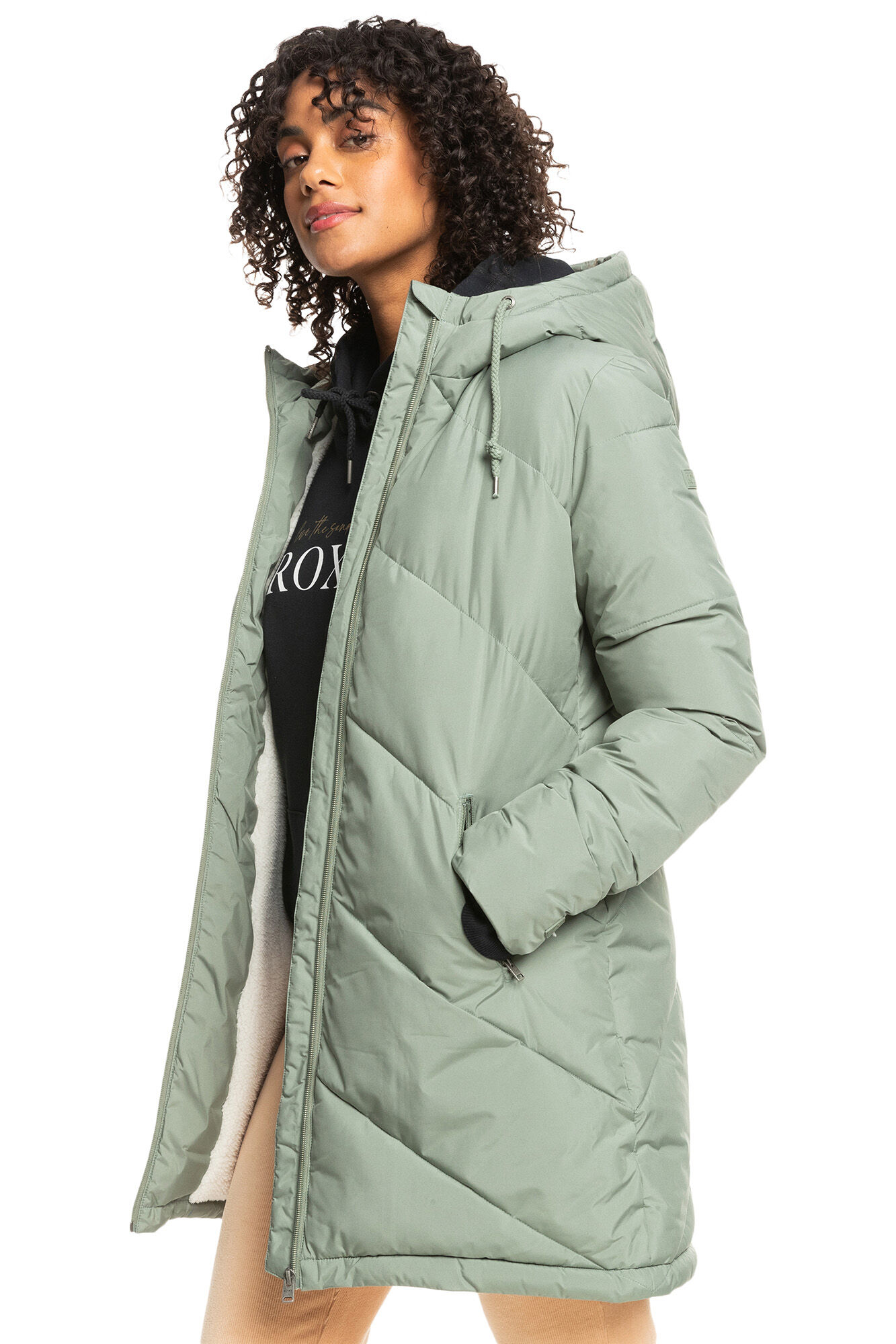 Better Weather™ - Jaqueta feminina longa acolchoada com capuz