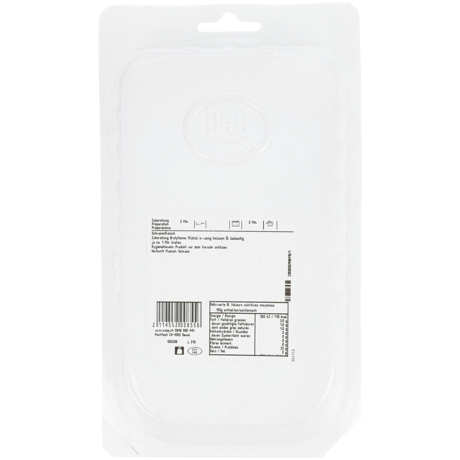 Prix Garantie Schweins Unterspälte Charbonnade ca. 360g