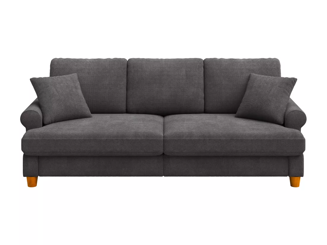 Canapé confort 3 places, Tissu en Chenille, avec accoudoirs,coussins et 2 oreillers, Charge max 365 kg - 220x76x86 cm