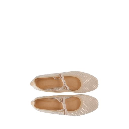 Bianco Fall Rhinestone Bow Ballerinasko, Nude, 40