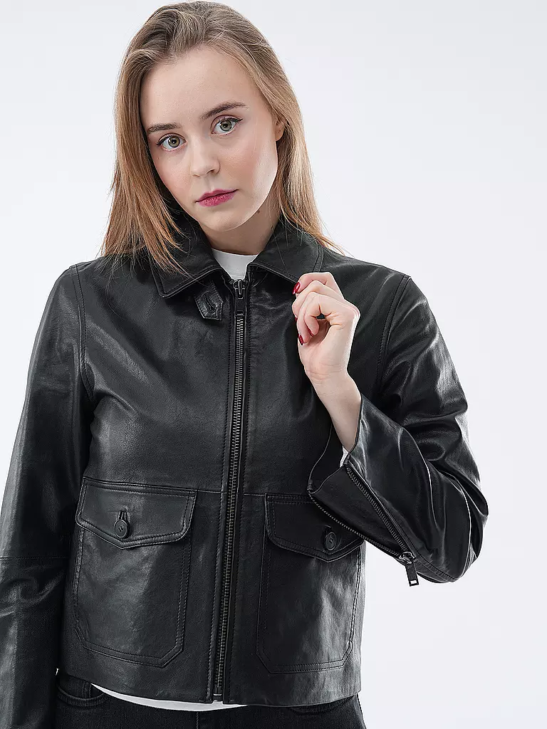 WEEKEND MAX MARA Lederjacke ALLER schwarz