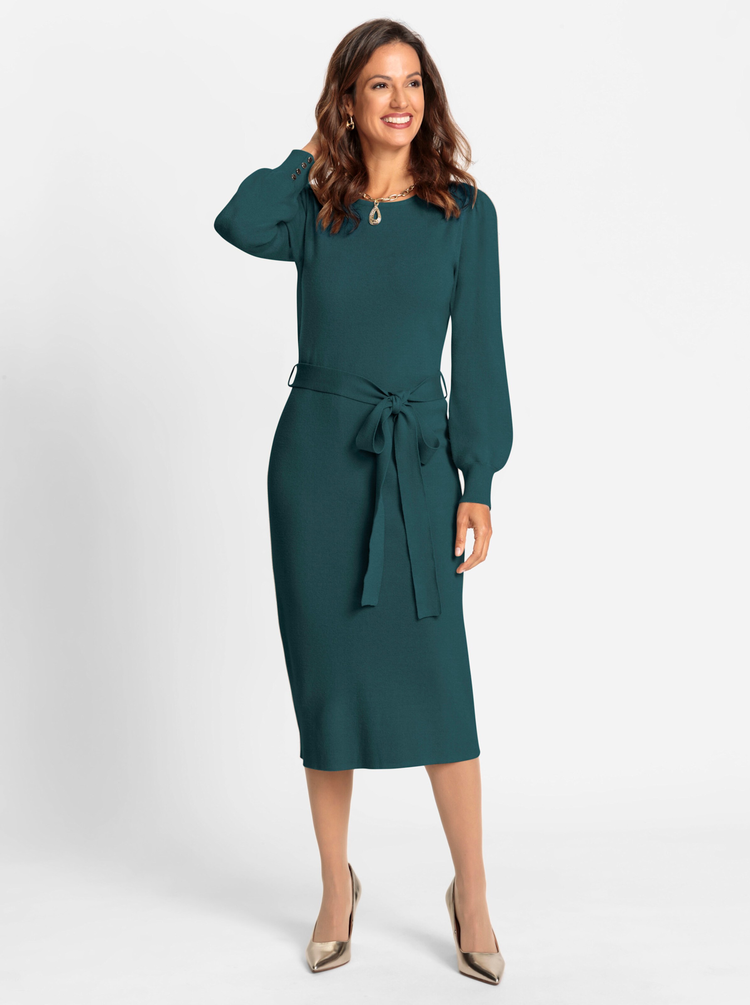 Strickkleid in petrol