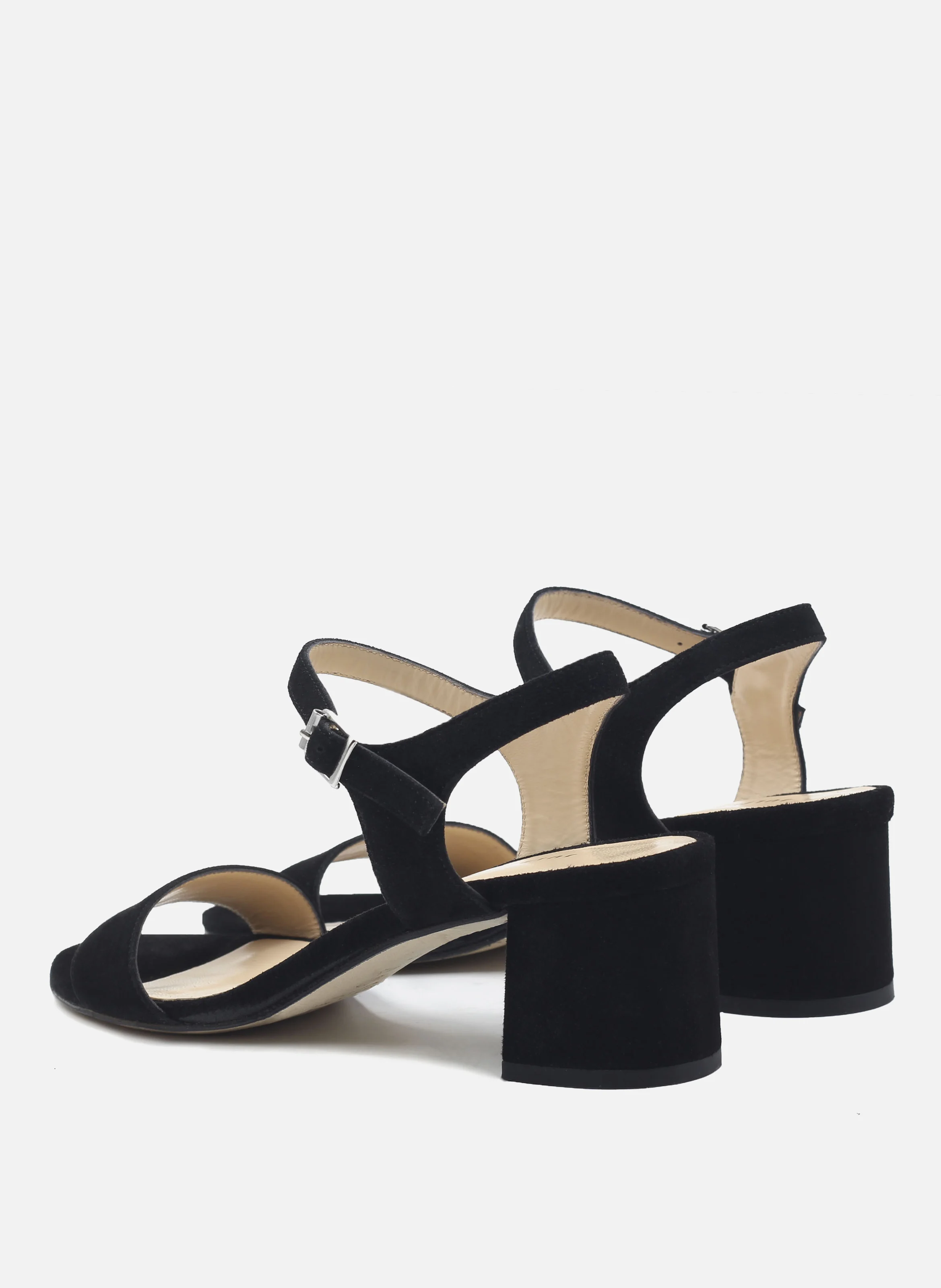 Sandales moyen talon cuir daim | Noir