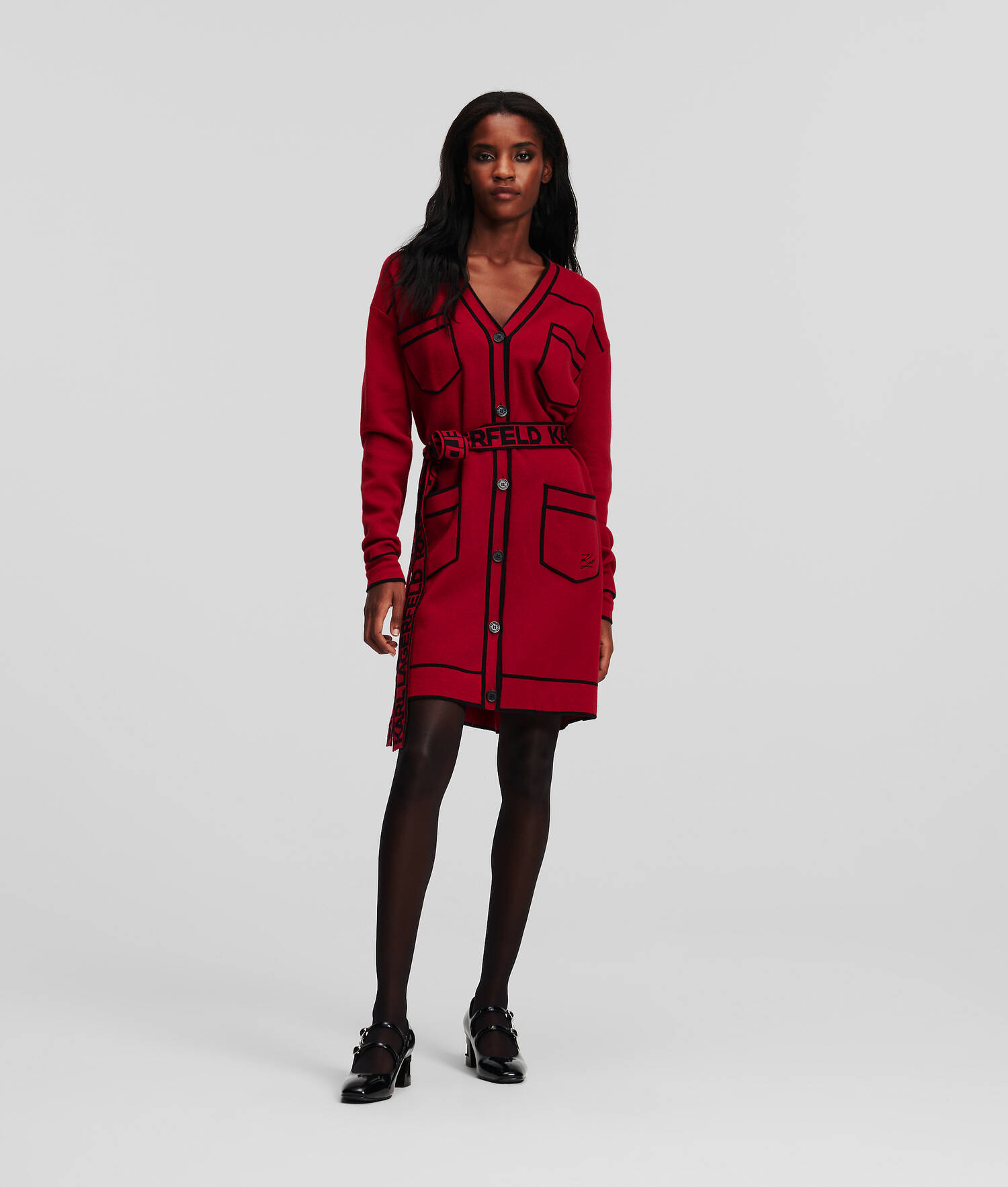 CARDIGAN AVEC CEINTURE ORNÉE DU LOGO KARL