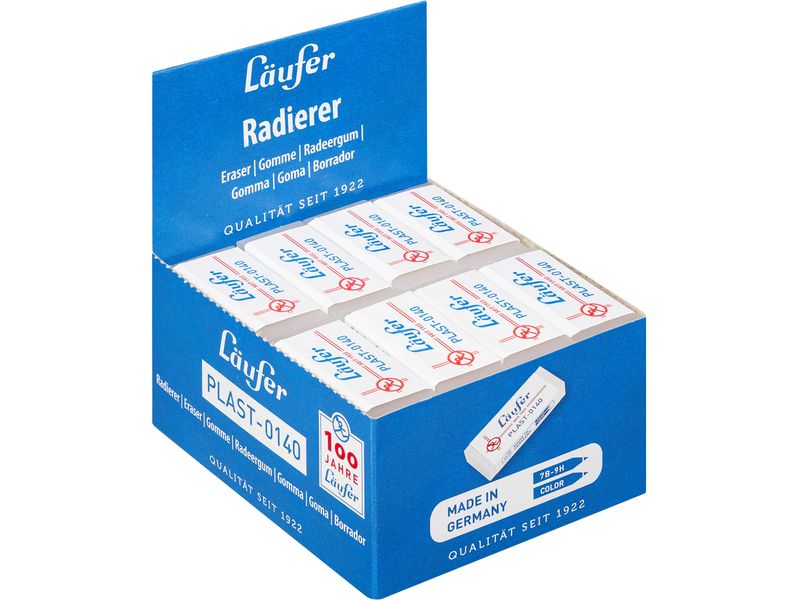 Läufer Radiergummi PLAST-0140 Weiss, 40 Stück Radierer aus Kunststoff