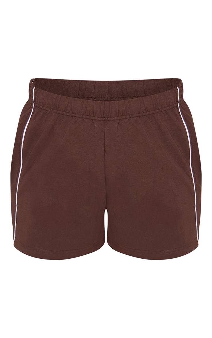 Chocolat Short Molletonné Interlock Avec Détail De Passepoil