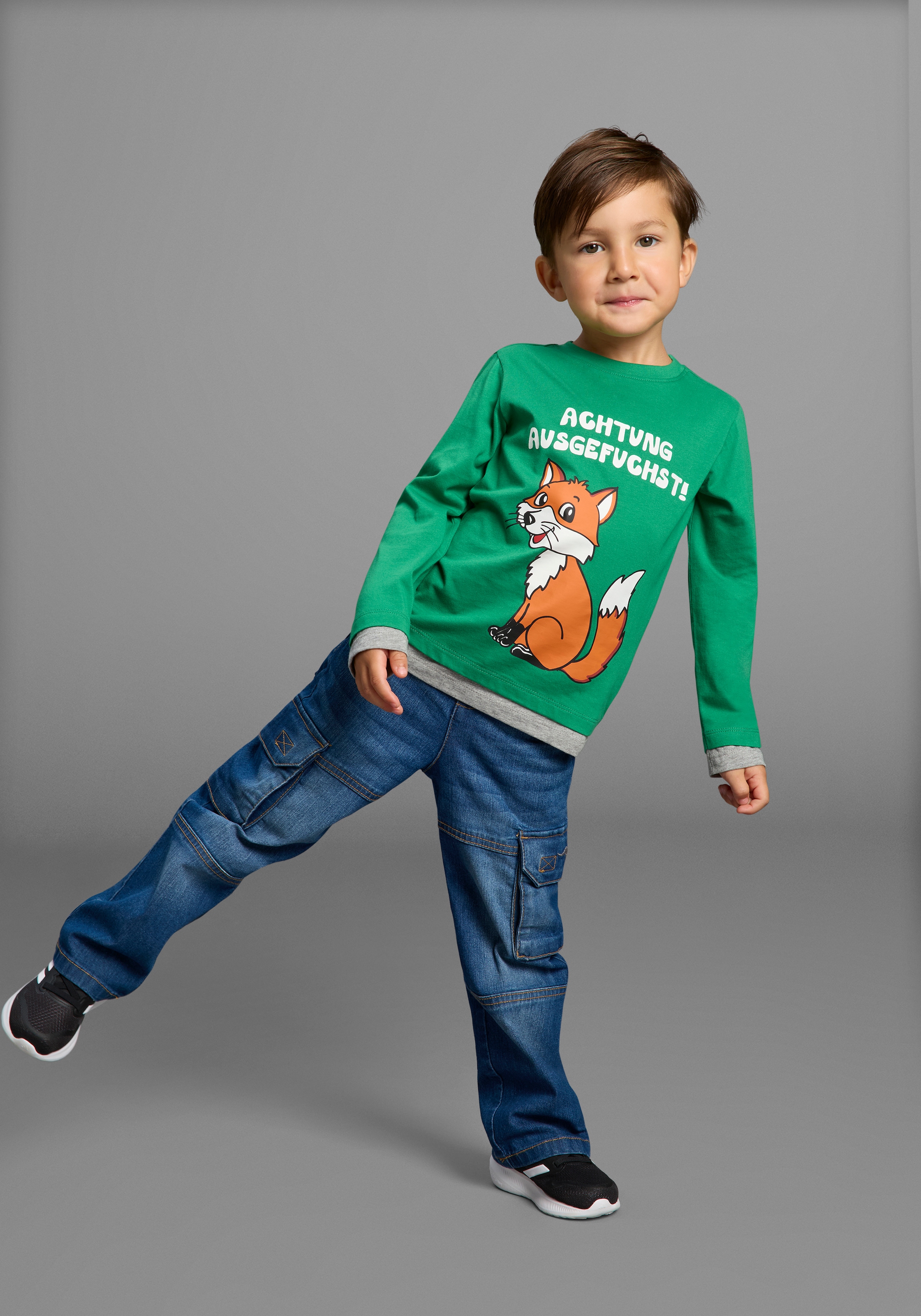 KangaROOS Schlupfjeans »Cargo-Jeans für kleine Jungen«, Stretchjeans mit coolen Cargotaschen