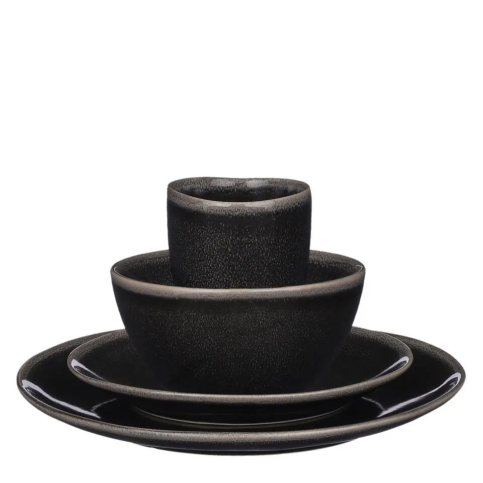 Mica Decorations Tabo Serviesset 4 persoons Keramiek Zwart