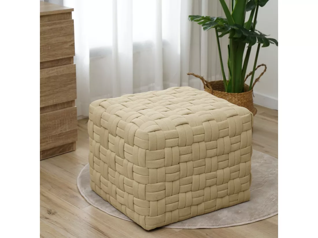 Tabouret pouf tressé