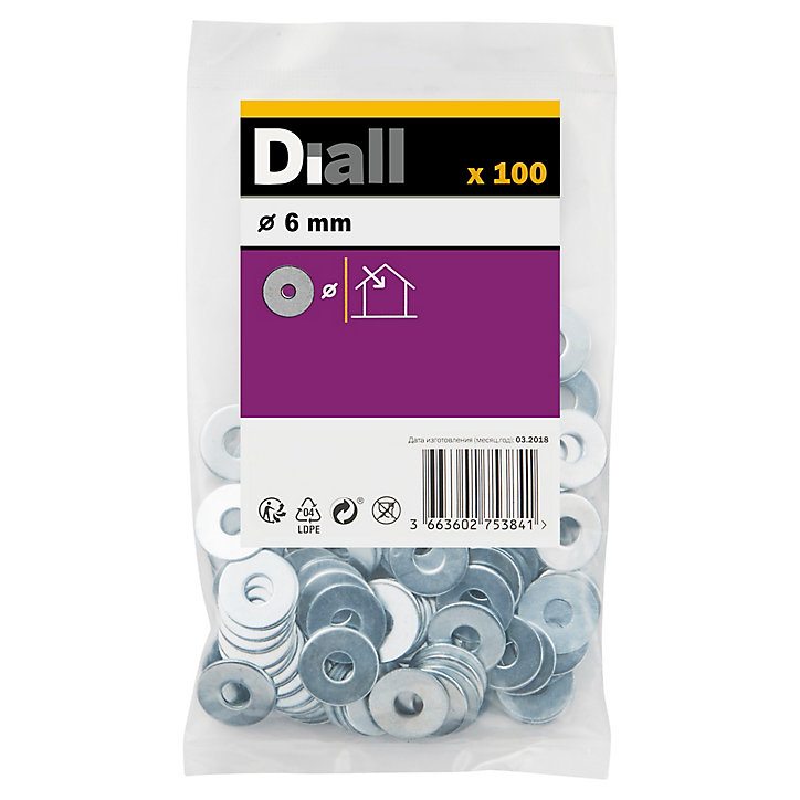 Rondelles plates larges en acier au carbone ø 6mm - 100 pièces