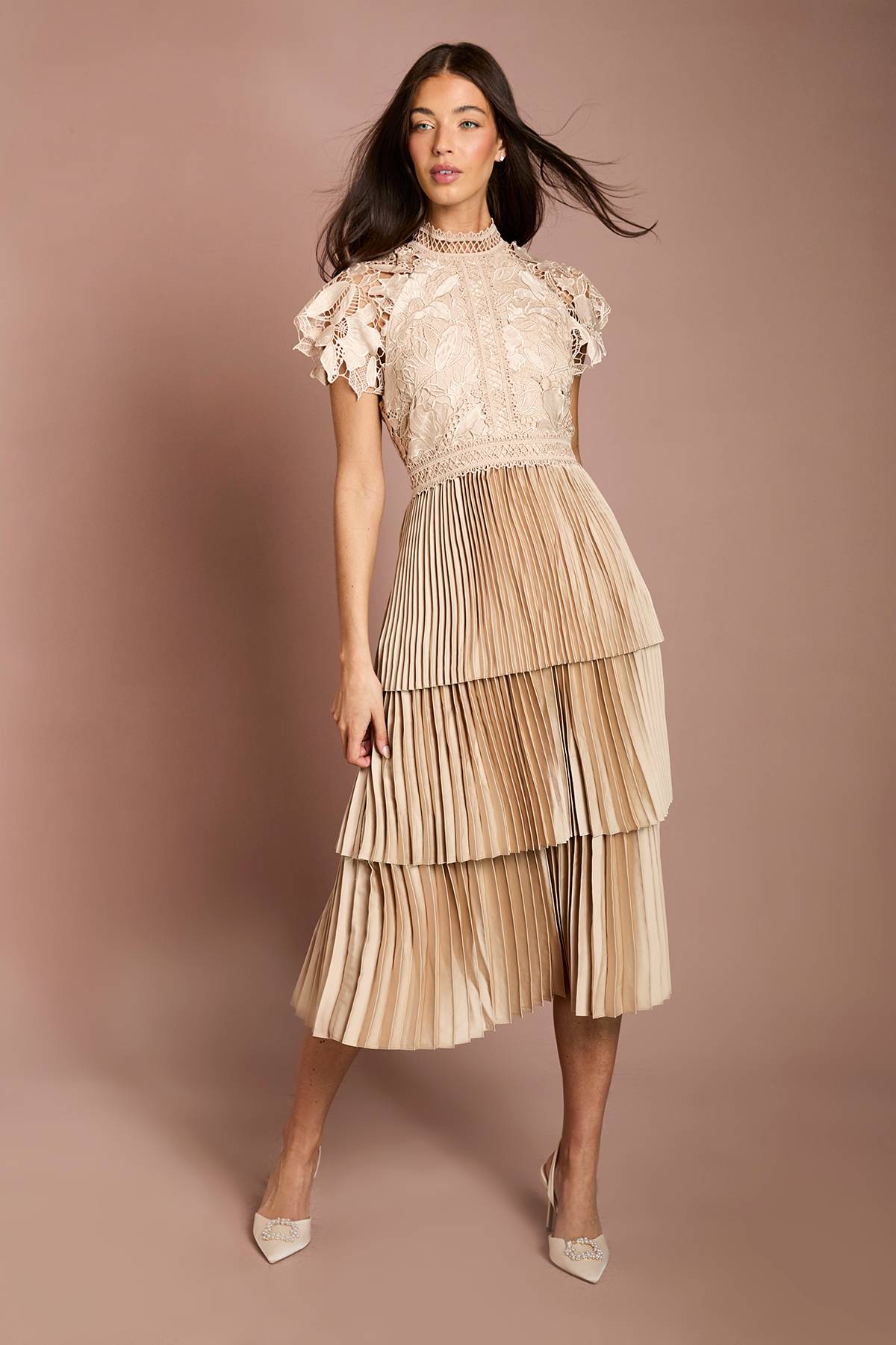 Coast Robe Étagée en Dentelle Satinée