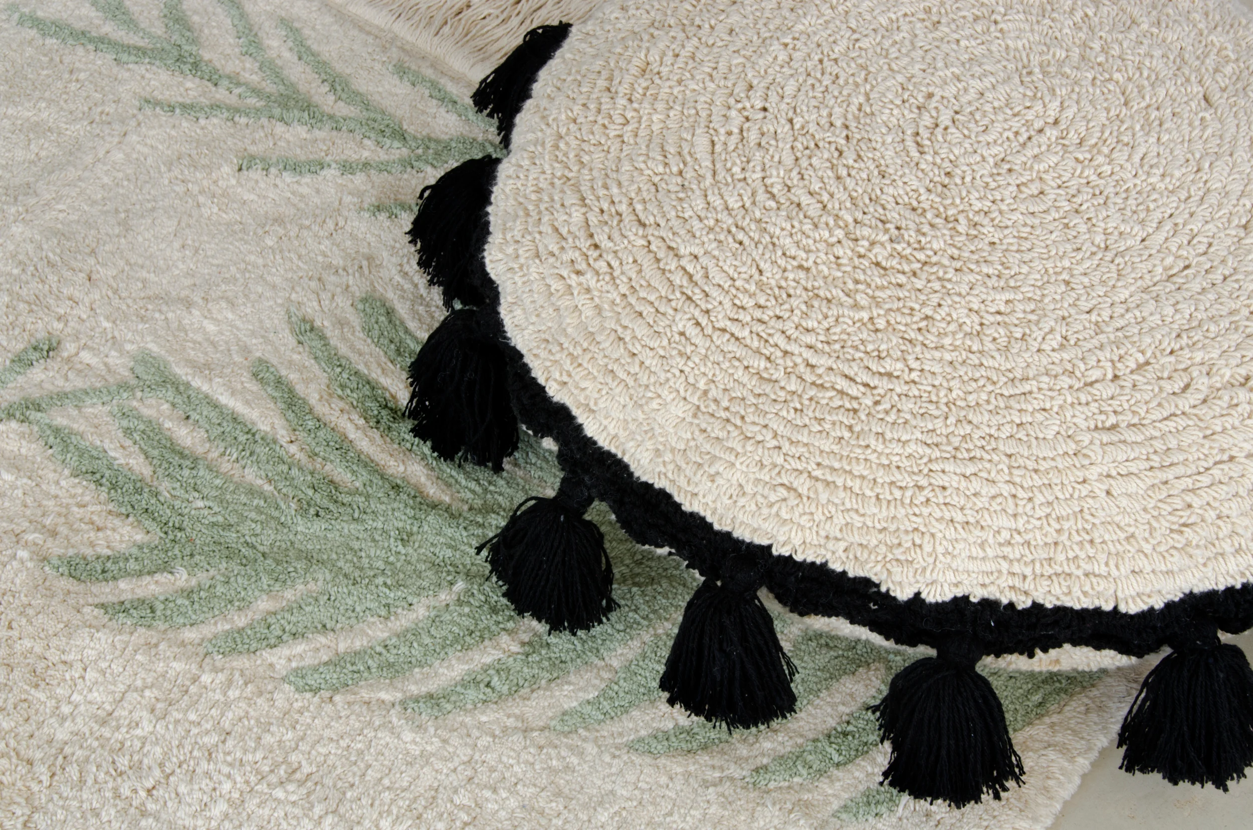 CERCLE - Coussin rond en coton | Beige