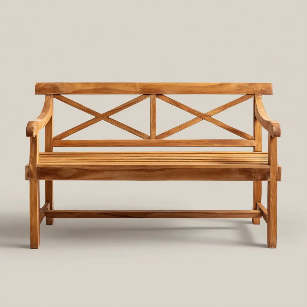 Gartenbank Massivholz Teak 120x45x85 cm – Natur – Klassisches Design