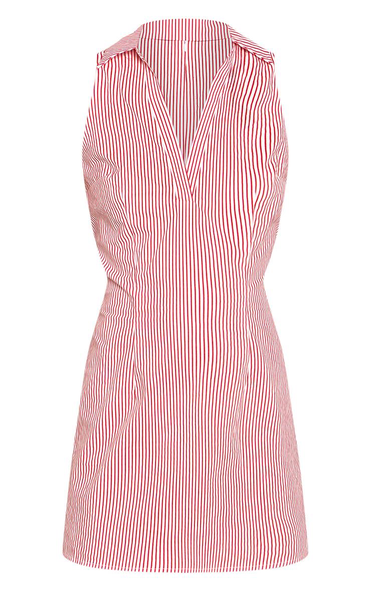 Rouge Robe Moulante Sans Manches À Col Rayé