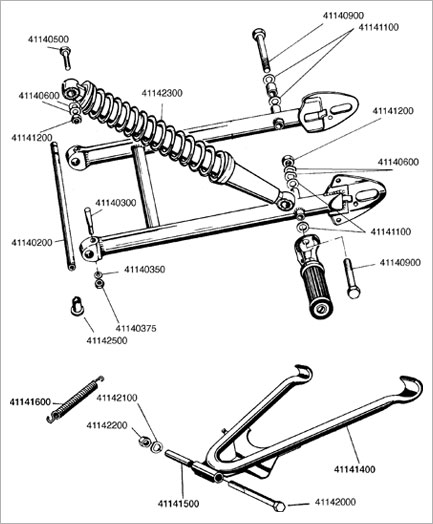 Bolt for støddæmper, højre side, 3-gear