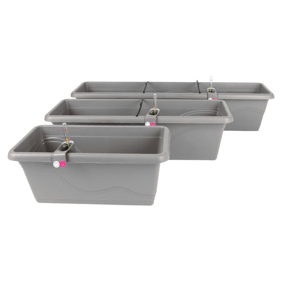 Blumenkasten Extra Line mit Bewässerungssystem 59x16,5x20,5cm Steingrau