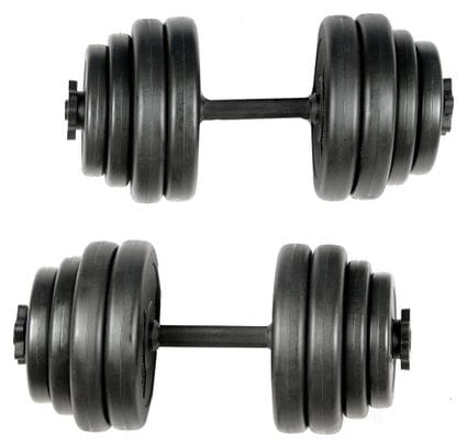 Banc de musculation set d'haltères courts 2 x 15 kg inclinable réglable charge max 200 kg banc d haltérophilie multifonction poids disques pour fitness gym 01_0000207