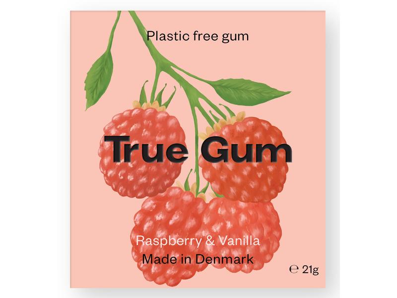 True Gum Kaugummi Himbeere & Vanille 21 g Veganer und plastikfreier Kaugummi