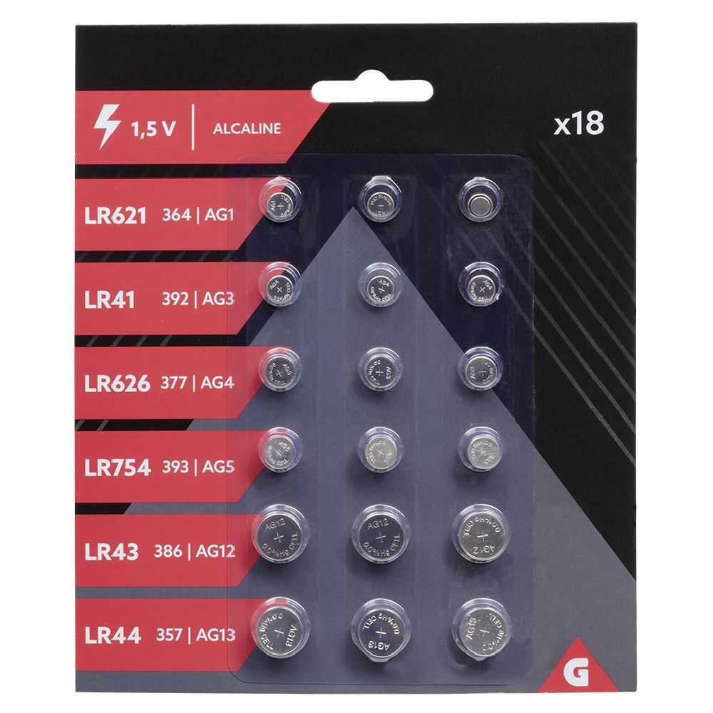 Pile bouton x18 gris