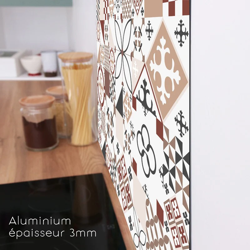 Crédence cuisine Fond de hotte ALU : L 90cm x H 70cm - CIMENT STYLE TO