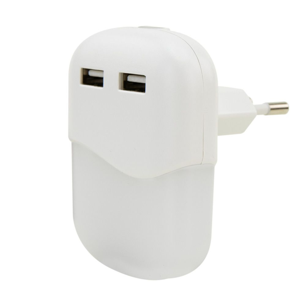 LED Nachtlicht Stecker Home Beleuchtung Orientierungslicht mit Dämmerungssensor / USB Output (1600-0407) - Warmweiss