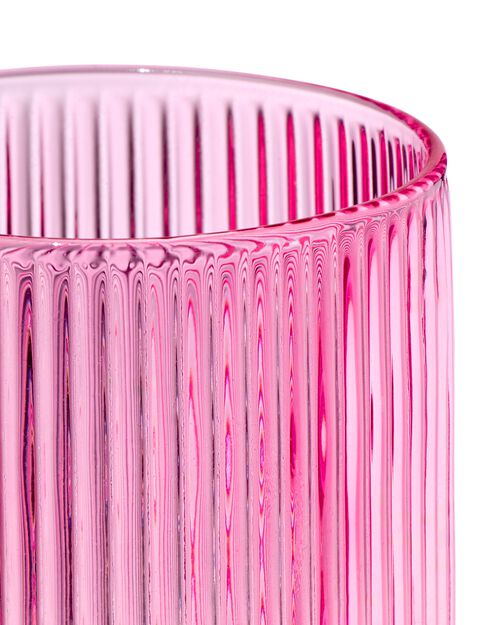 verre pour bougie parfumée XS nervuré rose